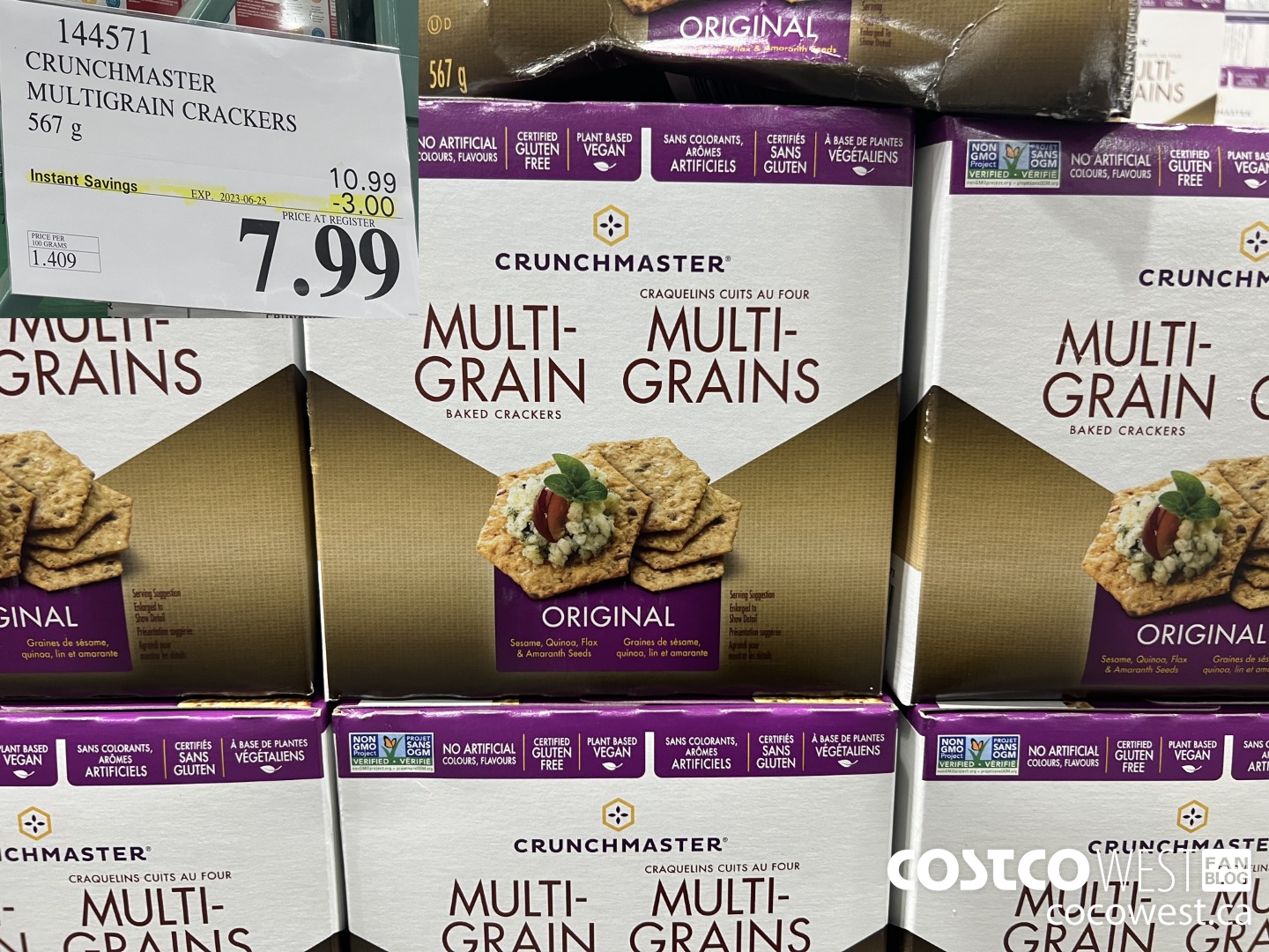 144571 CRUNCHMASTER MULTIGRAIN CRACKERS 567 G ($3.00 INSTANT SAVINGS EXPIRES ON 2023-06-25) $7.99