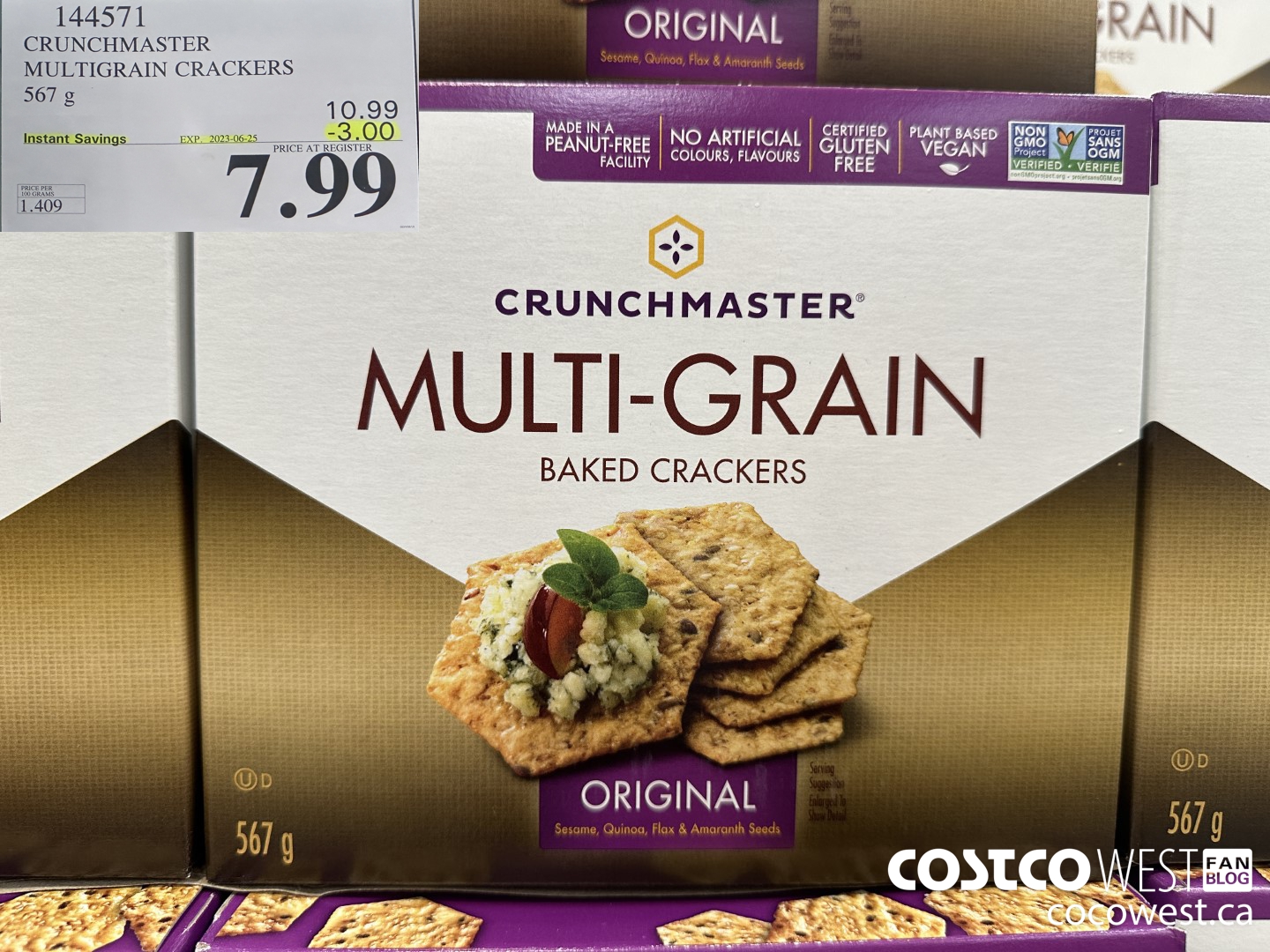 144571 CRUNCHMASTER MULTIGRAIN CRACKERS 567 G ($3.00 INSTANT SAVINGS EXPIRES ON 2023-06-25) $7.99