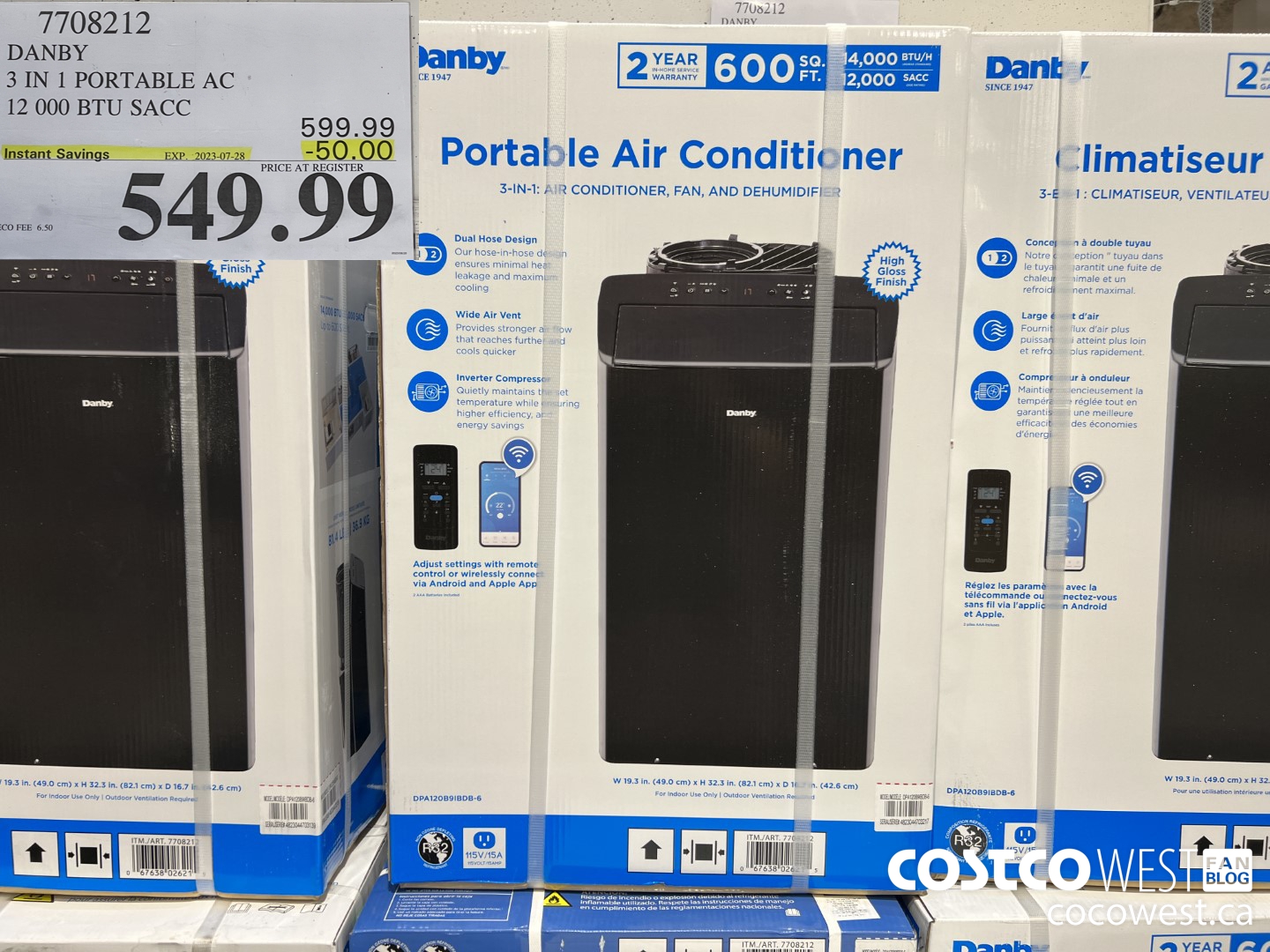 7708212 DANBY 3 IN 1 PORTABLE 12 000 BTU SACC ($50.00 INSTANT SAVINGS EXPIRES ON 2023-07-28) $549.99