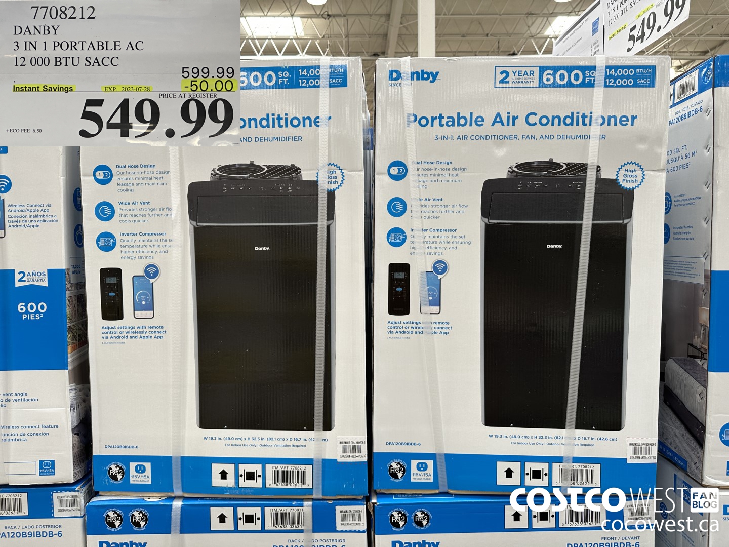 7708212 DANBY 3 IN 1 PORTABLE AC 600 sq ft ($50.00 INSTANT SAVINGS EXPIRES ON 2023-07-28) $549.99