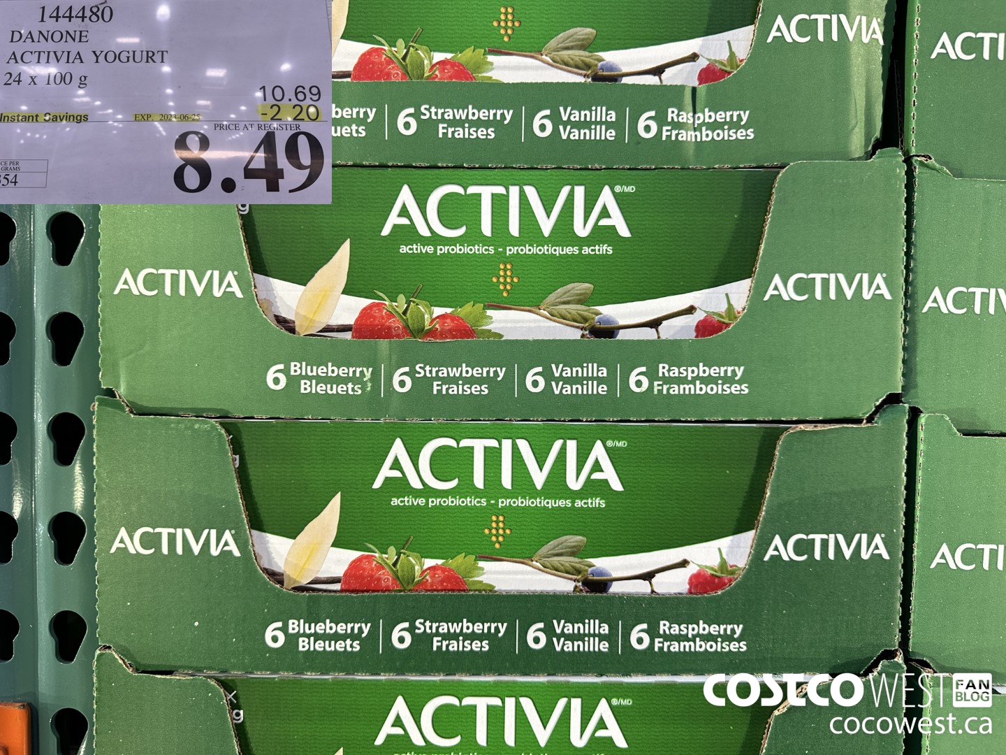 144480 DANONE ACTIVIA YOGURT 24 x 100 g ($2.20 INSTANT SAVINGS EXPIRES ON 2023-06-25) $8.49