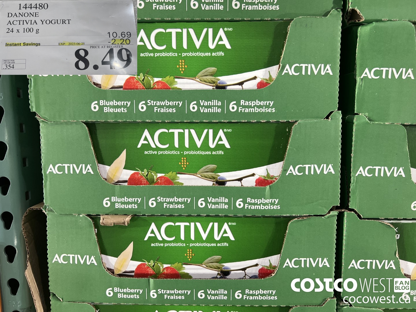 144480 DANONE ACTIVIA YOGURT 24 x 100 g ($2.20 INSTANT SAVINGS EXPIRES ON 2023-06-25) $8.49