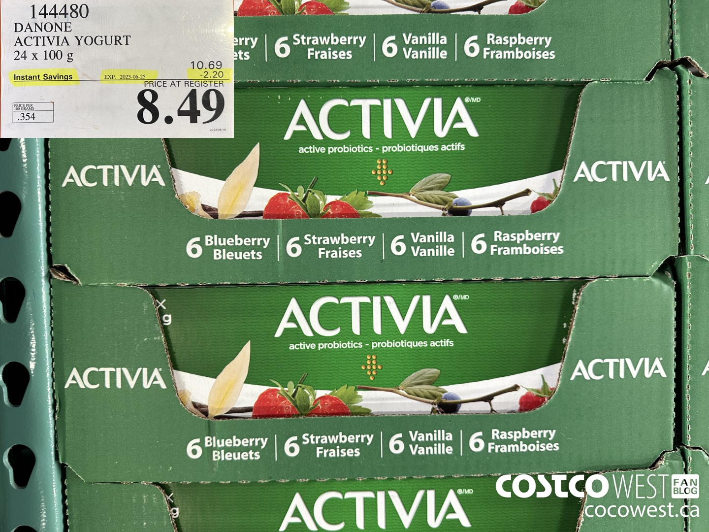144480 DANONE ACTIVIA YOGURT 24 x 100 g ($2.20 INSTANT SAVINGS EXPIRES ON 2023-06-25) $8.49