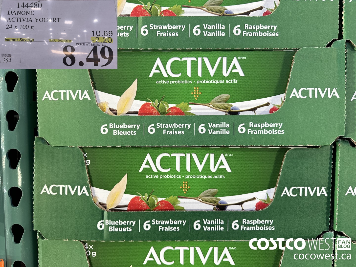 144480 DANONE ACTIVIA YOGURT 24 x 100 g ($2.20 INSTANT SAVINGS EXPIRES ON 2023-06-25) $8.49