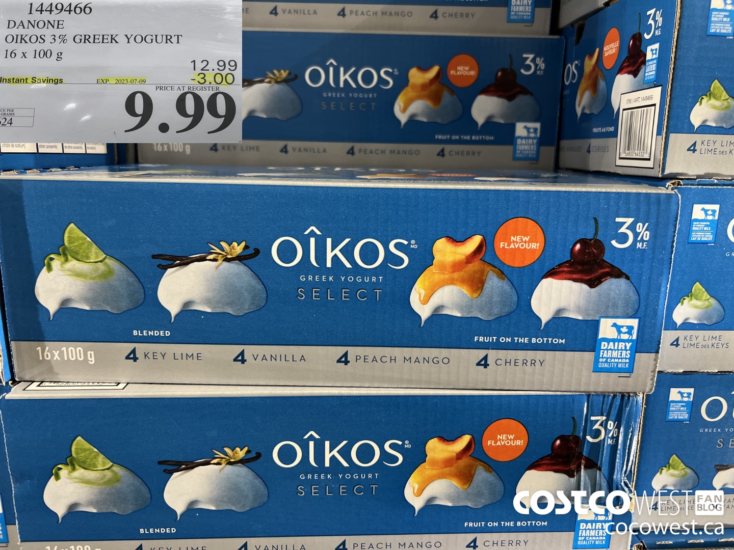 1449466 DANONE OIKOS 3% GREEK YOGURT 16 x 100g ($3.00 INSTANT SAVINGS EXPIRES ON 2023-07-09) $9.99