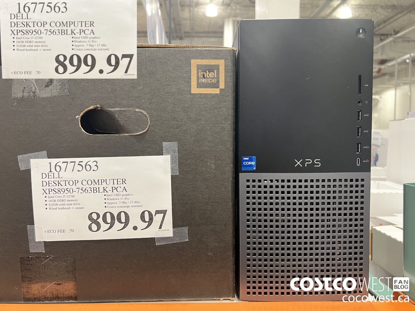 1677563 DELL DESKTOP COMPUTER XPS8950-7563BLK-PCA $899.97