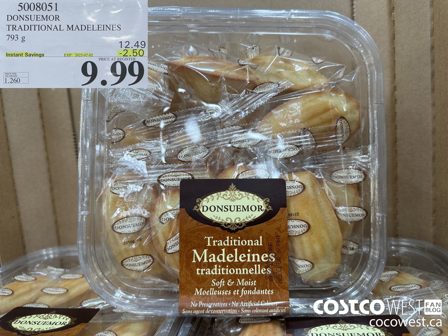 5008051 DONSUEMOR TRADITIONAL MADELEINES 794 g ($2.50 INSTANT SAVINGS EXPIRES ON 2023-07-02) $9.99