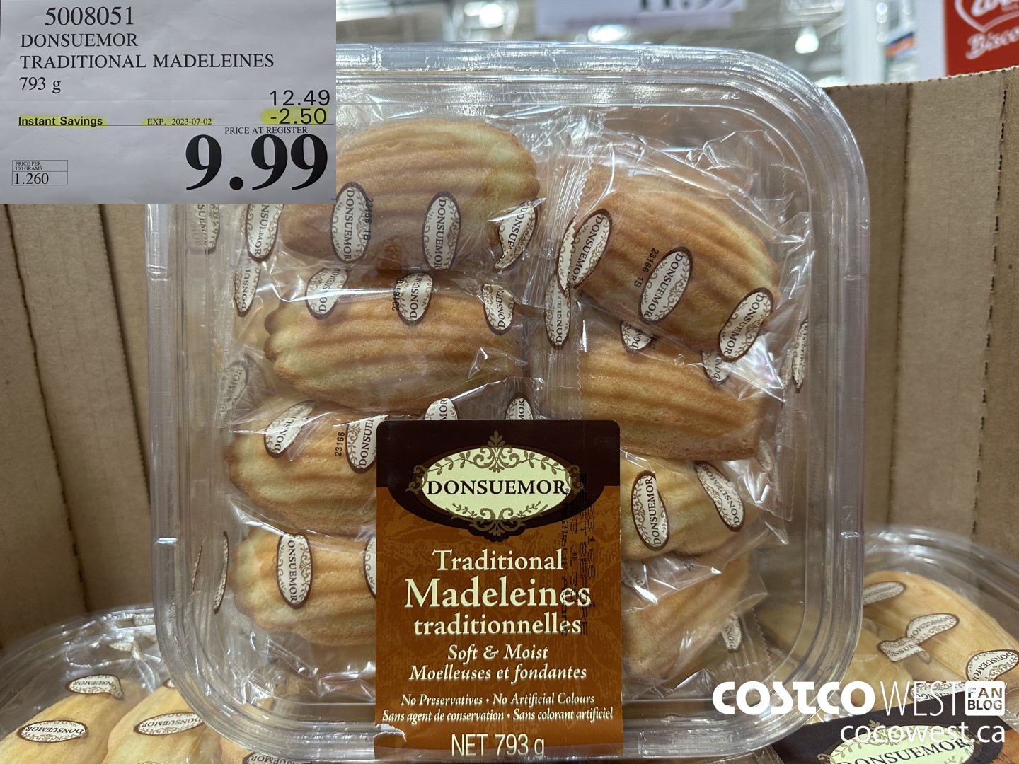 5008051 DONSUEMOR TRADITIONAL MADELEINES 794 g ($2.50 INSTANT SAVINGS EXPIRES ON 2023-07-02) $9.99