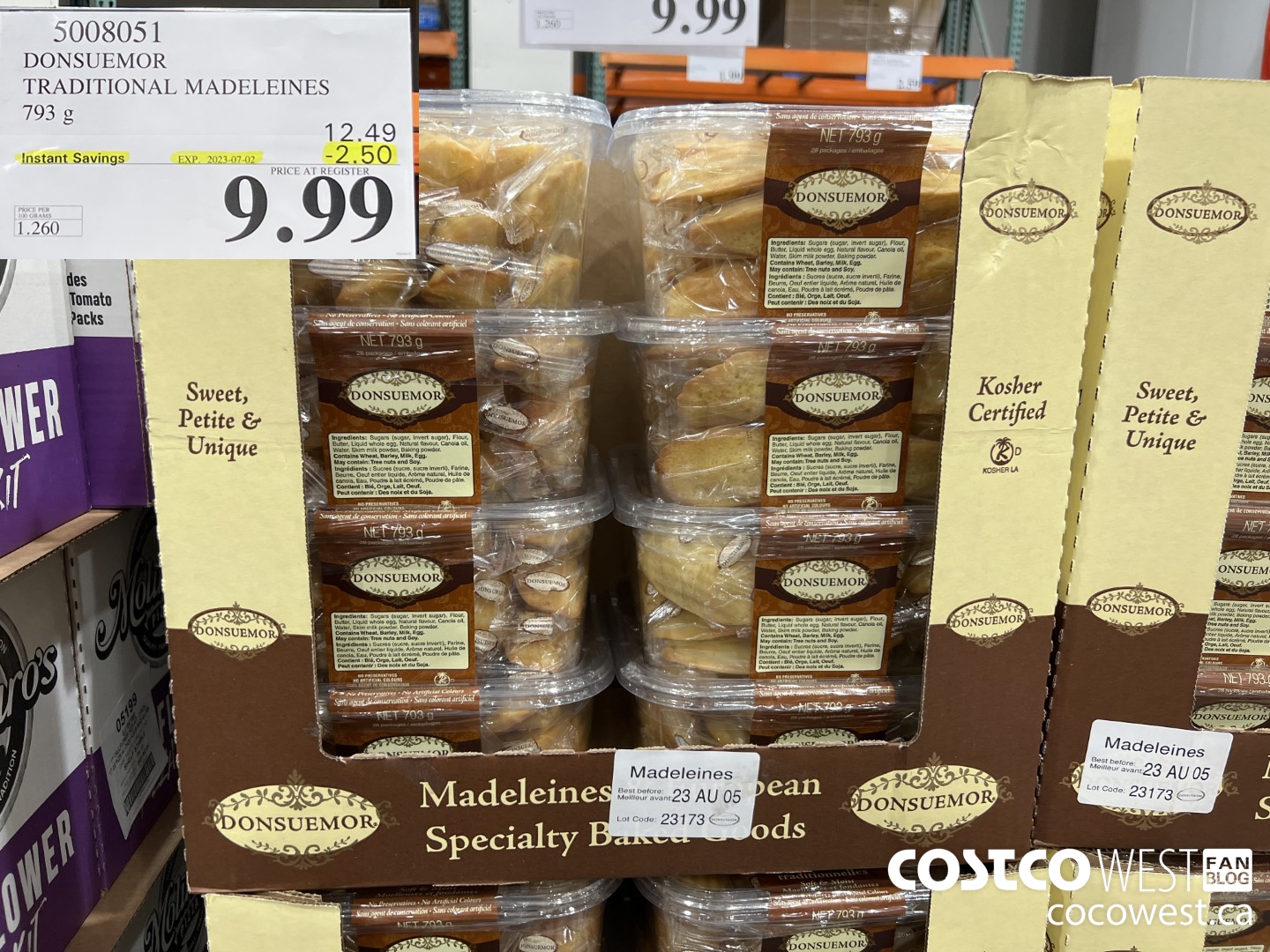 5008051 DONSUEMOR TRADITIONAL MADELEINES 794 g ($2.50 INSTANT SAVINGS EXPIRES ON 2023-07-02) $9.99