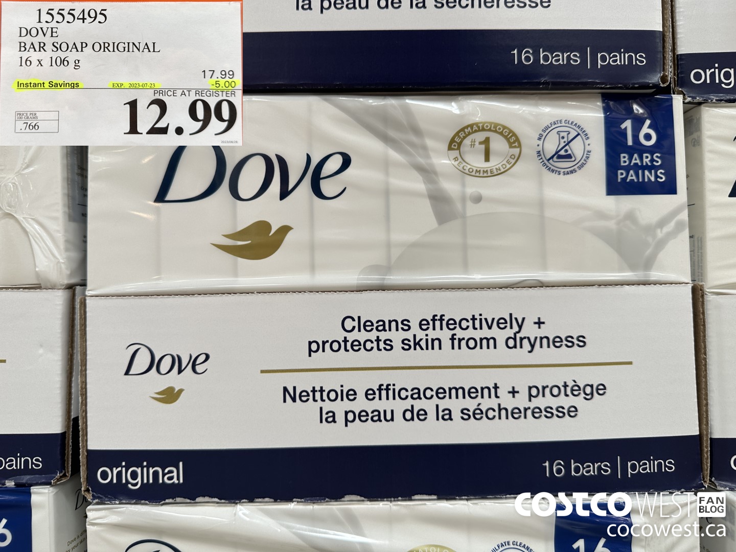 1555495 DOVE BAR SOAP WHITE 16 x 106 g ($5.00 INSTANT SAVINGS EXPIRES ON 2023-07-23) $12.99