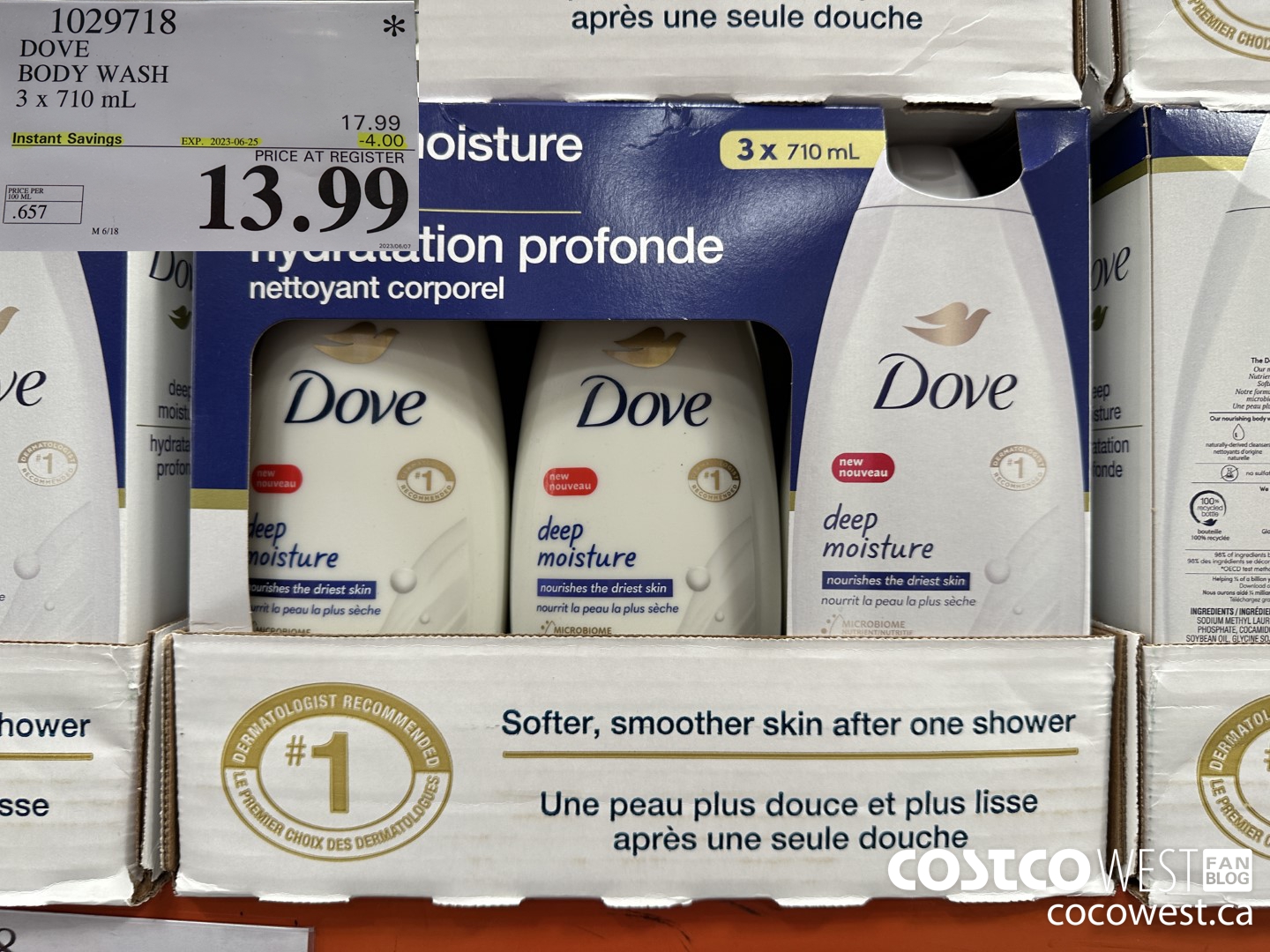 1029718 DOVE BODY WASH 3 x 710 mL ($4.00 INSTANT SAVINGS EXPIRES ON 2023-06-25) $13.99