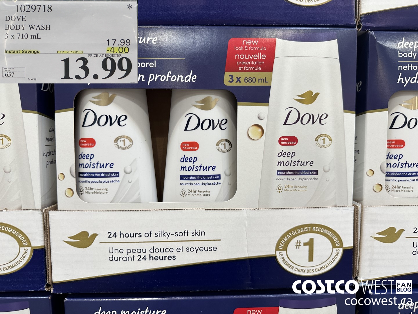 1029718 DOVE BODY WASH 3 x 710 mL ($4.00 INSTANT SAVINGS EXPIRES ON 2023-06-25) $13.99
