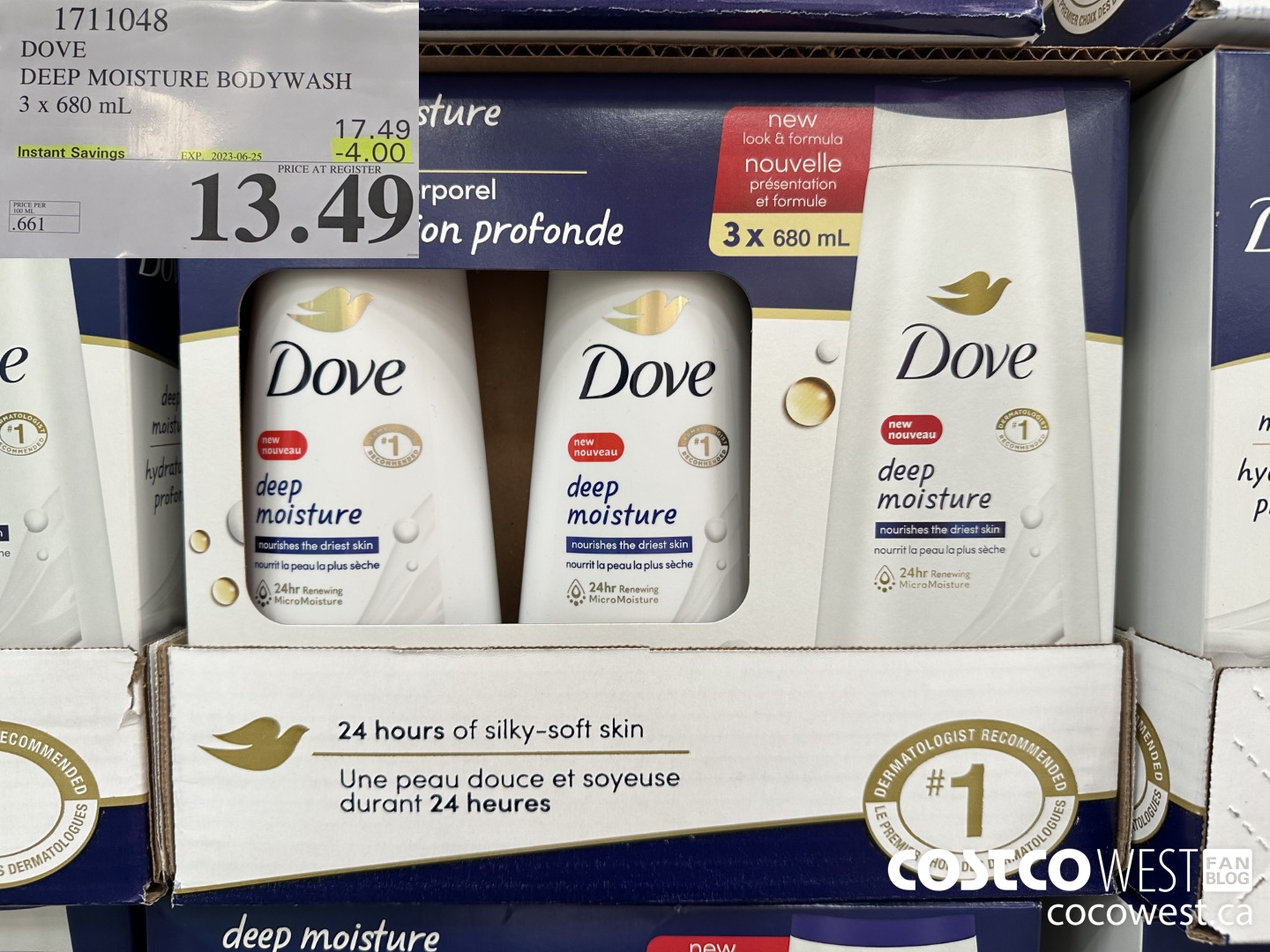 1711048 DOVE DEEP MOISTURE BODYWASH 3 X 680 ML ($4.00 INSTANT SAVINGS EXPIRES ON 2023-06-25) $13.49