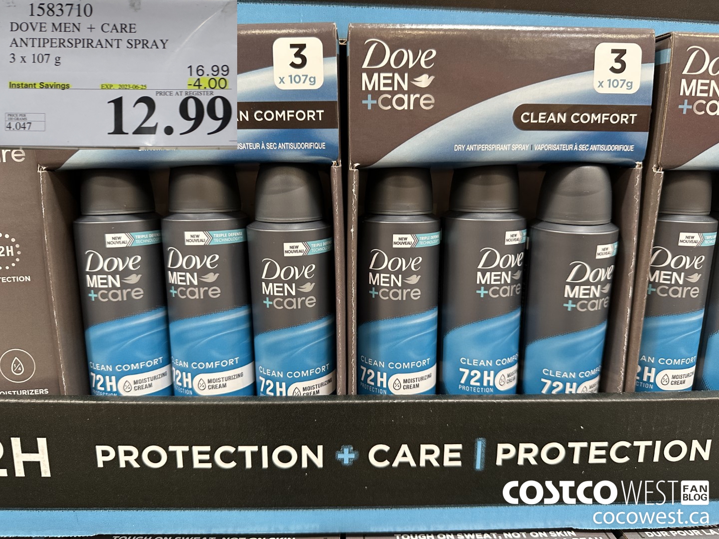 1583710 DOVE MEN + CARE ANTIPERSPIRANT SPRAY 3 x 107 g ($4.00 INSTANT SAVINGS EXPIRES ON 2023-06-25) $12.99