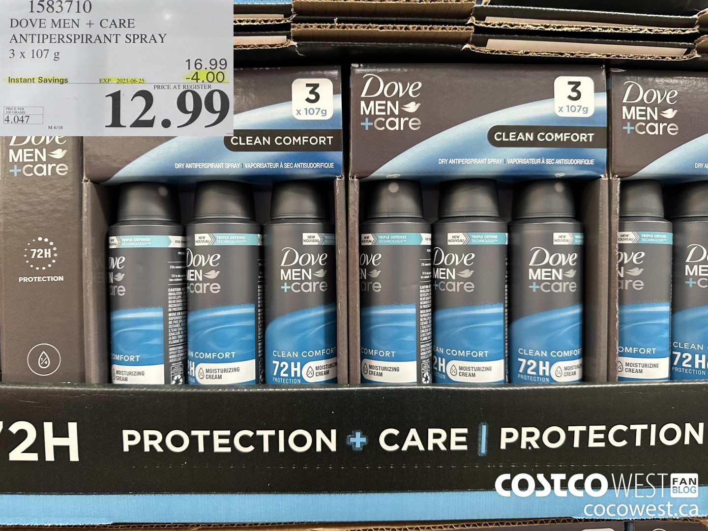 1583710 DOVE MEN + CARE ANTIPERSPIRANT SPRAY 3 x 107 g ($4.00 INSTANT SAVINGS EXPIRES ON 2023-06-25) $12.99