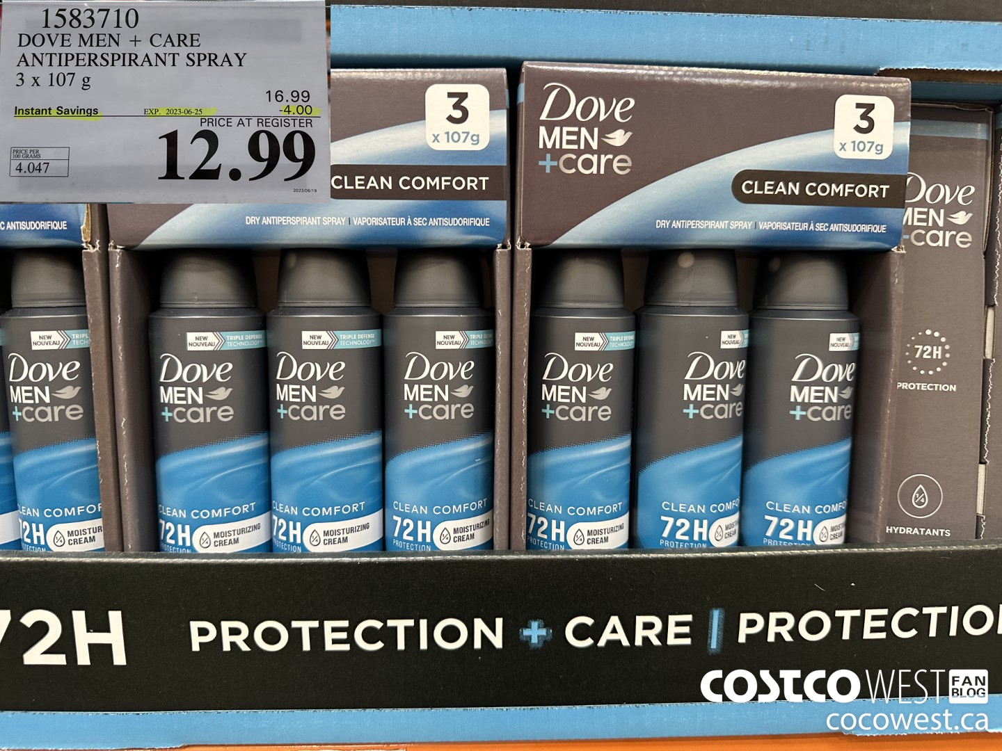 1583710 DOVE MEN + CARE ANTIPERSPIRANT SPRAY 3 x 107 g ($4.00 INSTANT SAVINGS EXPIRES ON 2023-06-25) $12.99