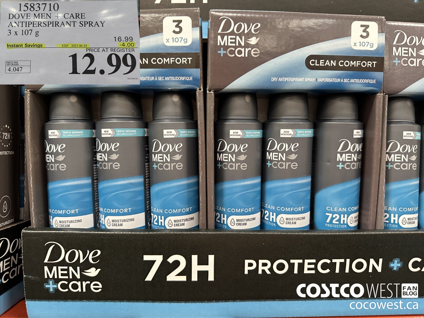 1583710 DOVE MEN + CARE ANTIPERSPIRANT SPRAY 3 x 107 g ($4.00 INSTANT SAVINGS EXPIRES ON 2023-06-25) $12.99