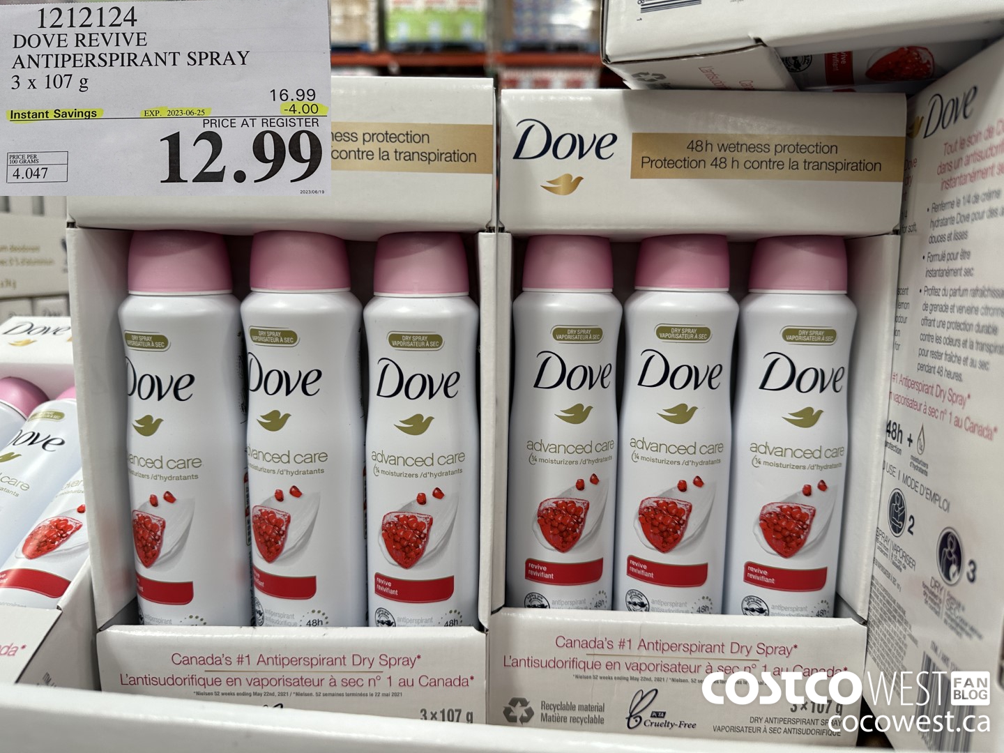 1212124 DOVE REVIVE ANTIPERSPIRANT SPRAY 3 X 107 G ($4.00 INSTANT SAVINGS EXPIRES ON 2023-06-25) $12.99