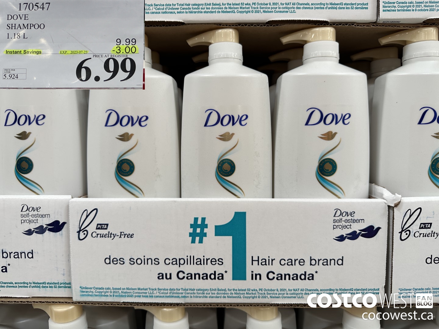 170547 DOVE SHAMPOO 1.18 L  ($3.00 INSTANT SAVINGS EXPIRES ON 2023-07-23) $6.99
