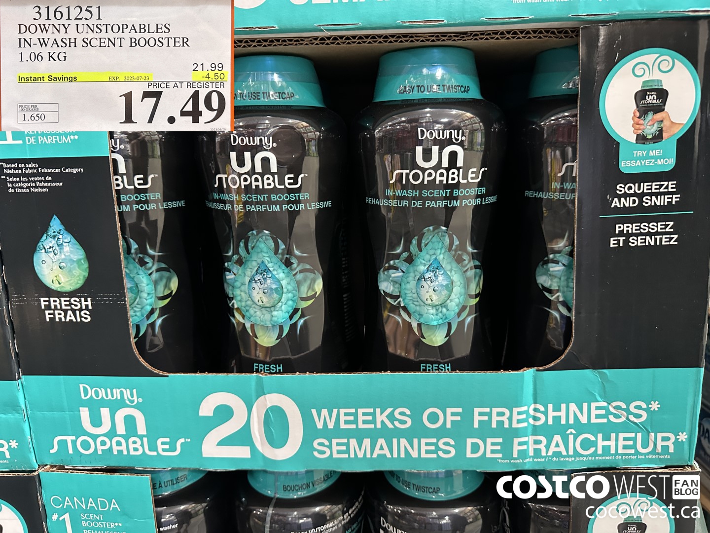 3161251 DOWNY UNSTOPABLES IN-WASH SCENT BOOSTER 1.06 KG ($4.50 INSTANT SAVINGS EXPIRES ON 2023-07-23) $17.49