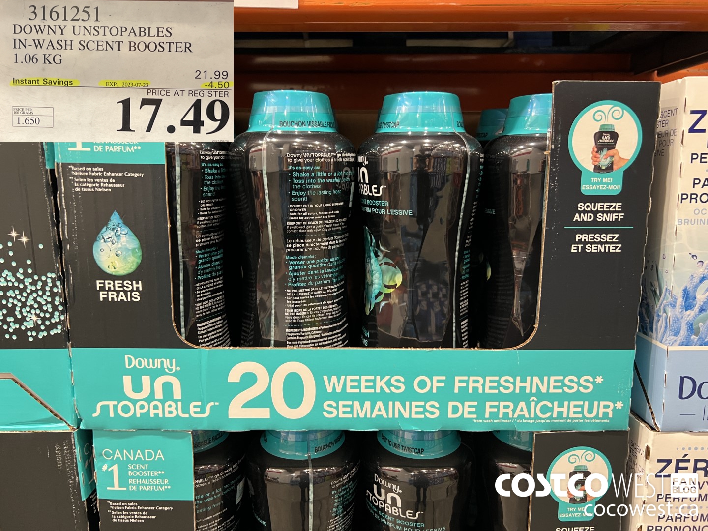 3161251 DOWNY UNSTOPABLES IN-WASH SCENT BOOSTER 1.06 KG ($4.50 INSTANT SAVINGS EXPIRES ON 2023-07-23) $17.49