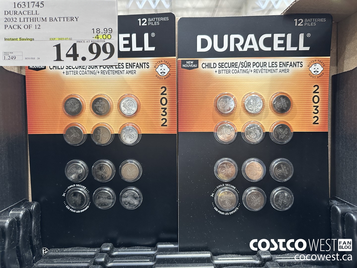 1631745 DURACELL 2032 LITHIUM BATTERY PACK OF 12 ($4.00 INSTANT SAVINGS EXPIRES ON 2023-07-02) $14.99