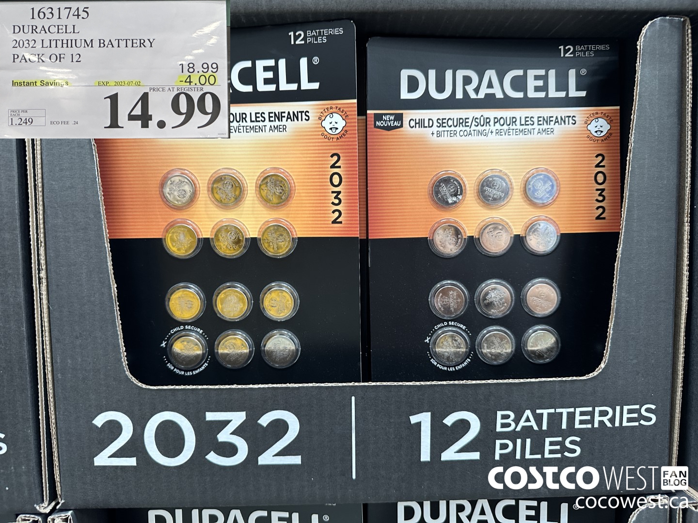 1631745 DURACELL 2032 LITHIUM BATTERY PACK OF 12 ($4.00 INSTANT SAVINGS EXPIRES ON 2023-07-02) $14.99