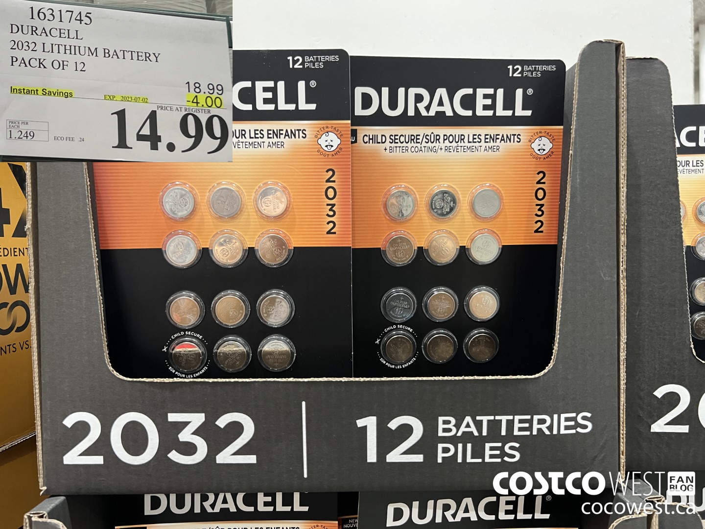 1631745 DURACELL 2032 LITHIUM BATTERY PACK OF 12 ($4.00 INSTANT SAVINGS EXPIRES ON 2023-07-02) $14.99
