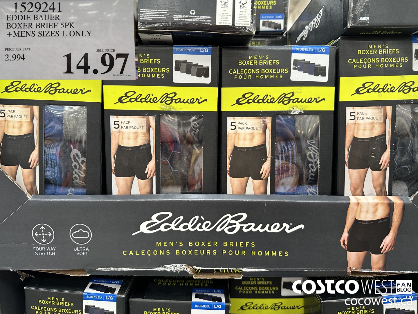 1529241 EDDIE BAUER BOXER BRIEF 5PK MENS SIZES L ONLY $14.97