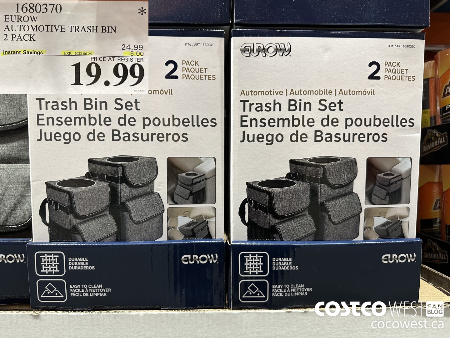 1680370 EUROW AUTOMOTIVE TRASH BIN 2 PACK ($5.00 INSTANT SAVINGS EXPIRES ON 2023-06-25) $19.99