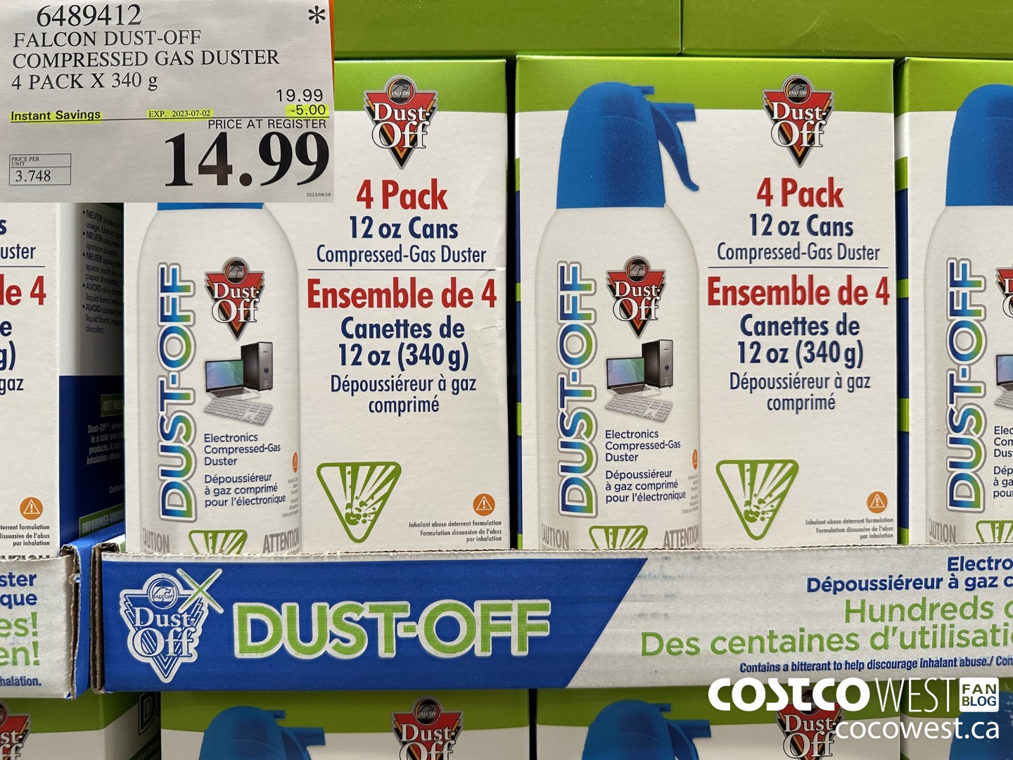 6489412 FALCON DUST-OFF COMPRESSED GAS DUSTER 4 PACK X 340 G ($5.00 INSTANT SAVINGS EXPIRES ON 2023-07-02) $14.99
