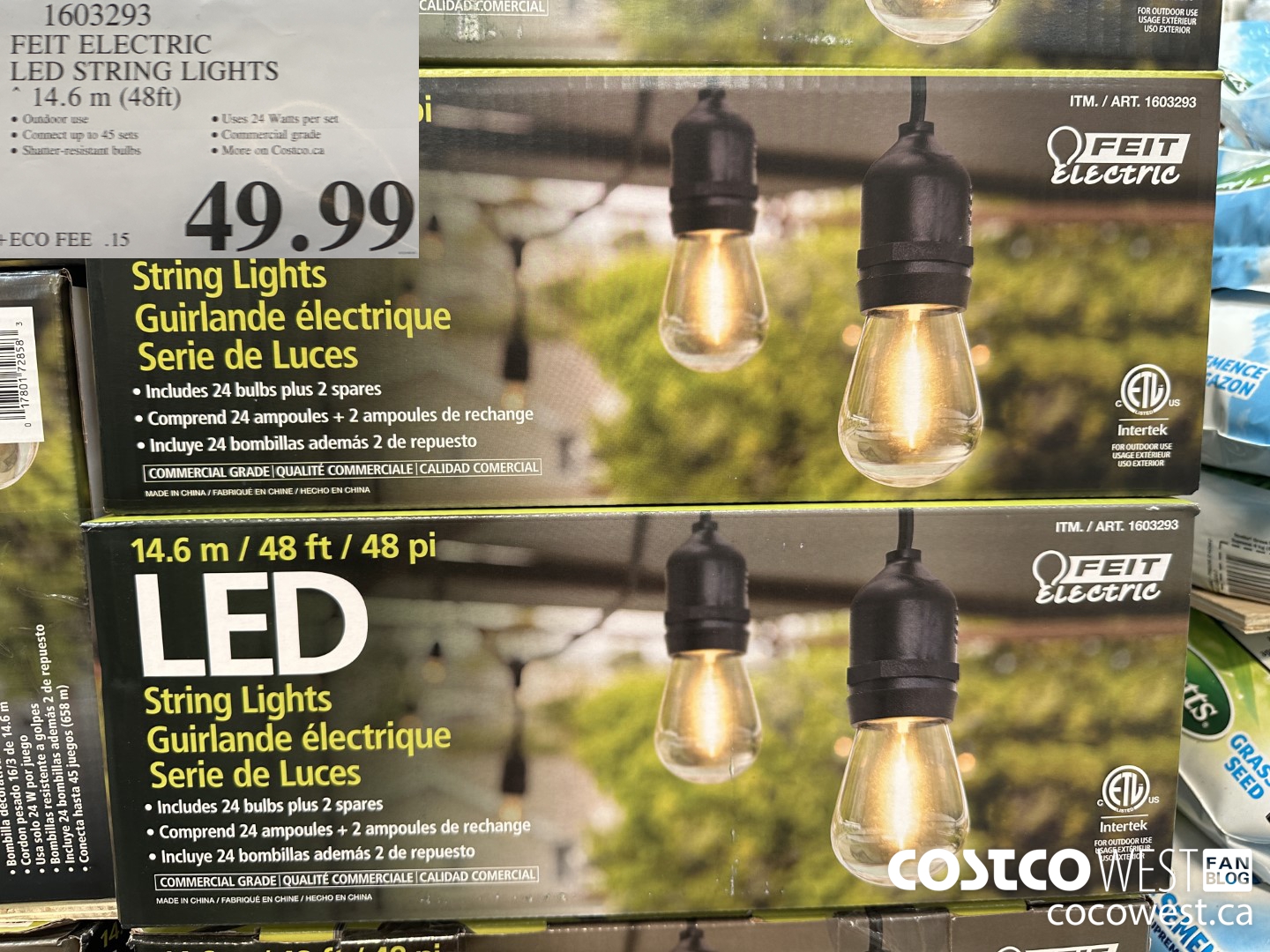 1603293 FEIT ELECTRIC LED STRING LIGHTS 14.6 M (48FT) $49.99