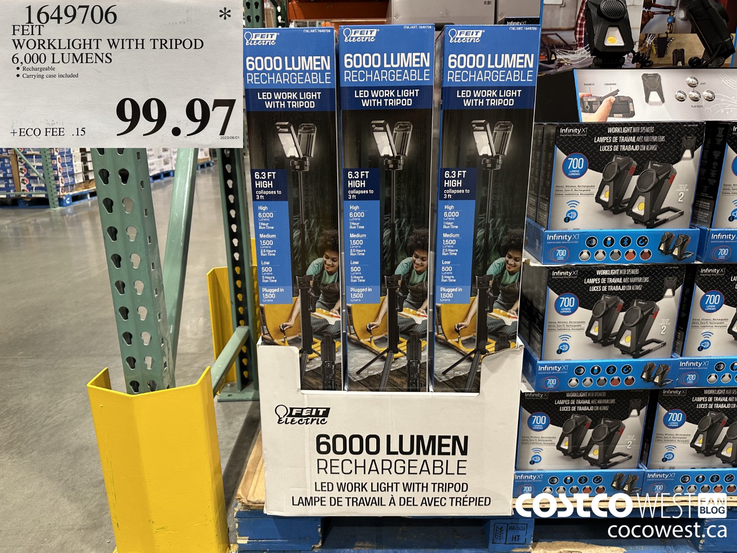 1649706 FEIT WORKLIGHT WITH TRIPOD 6,000 LUMENS $99.97