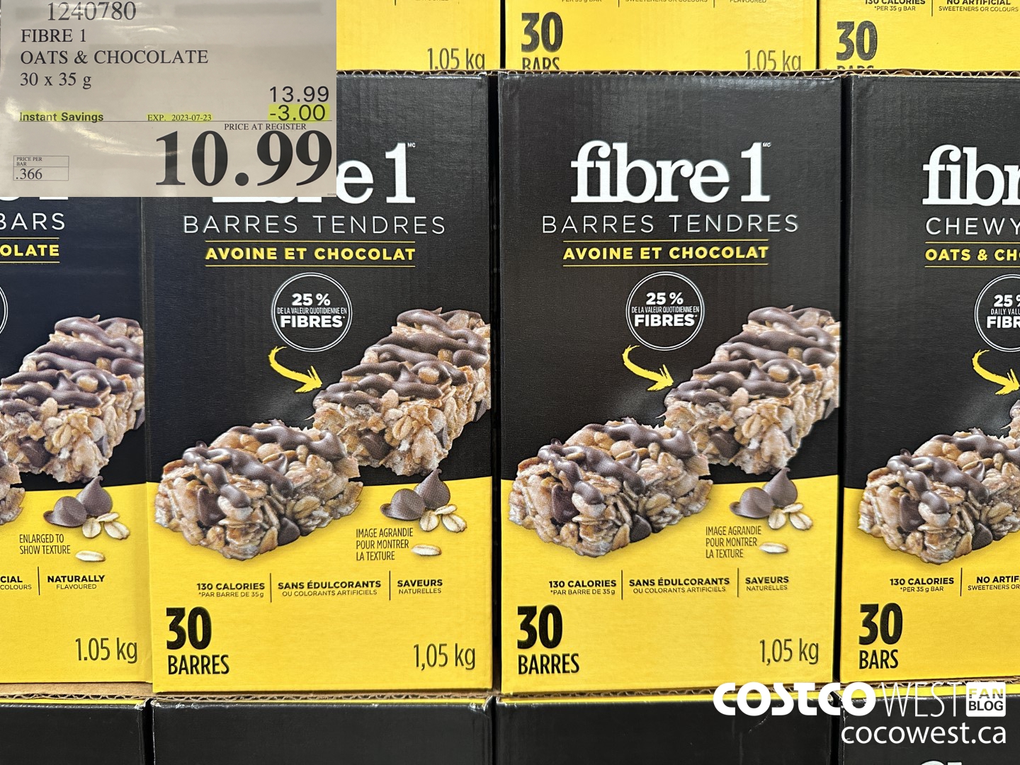 1240780 FIBRE 1 OATS & CHOCOLATE 30 X 35 G ($3.00 INSTANT SAVINGS EXPIRES ON 2023-07-23) $10.99