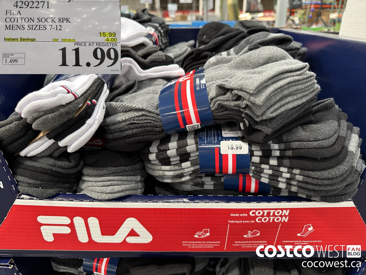 4292271 FILA COTTON SOCK 8PK MENS SIZES 7-12 ($4.00 INSTANT SAVINGS EXPIRES ON 2023-06-25) $11.99