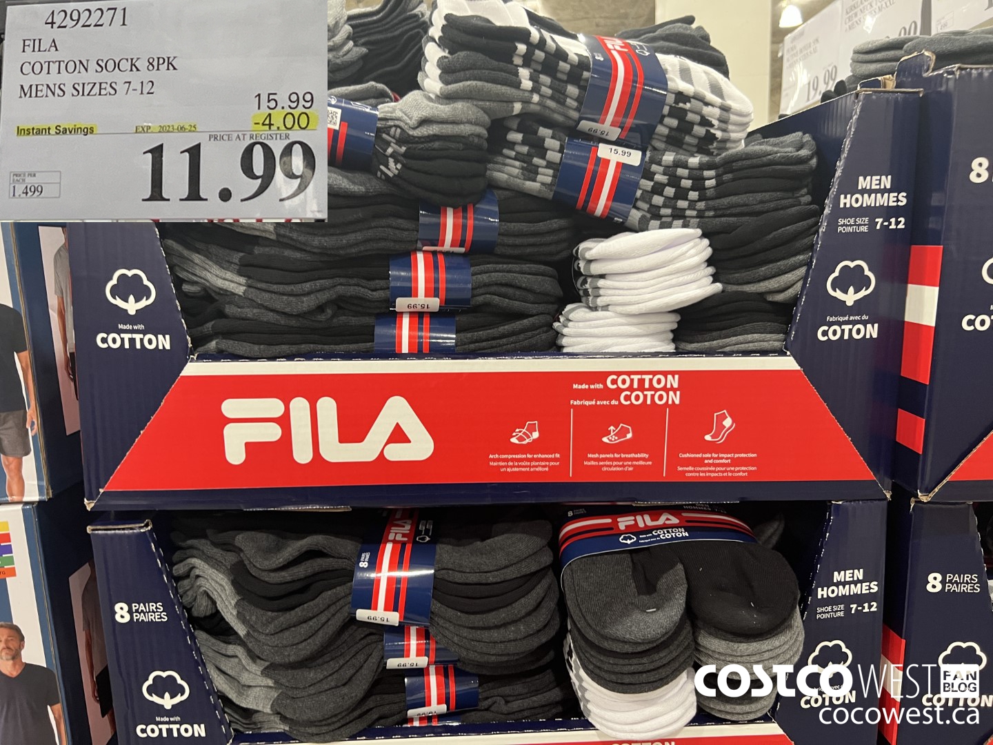 4292271 FILA COTTON SOCK 8PK MENS SIZES 7-12 ($4.00 INSTANT SAVINGS EXPIRES ON 2023-06-25) $11.99