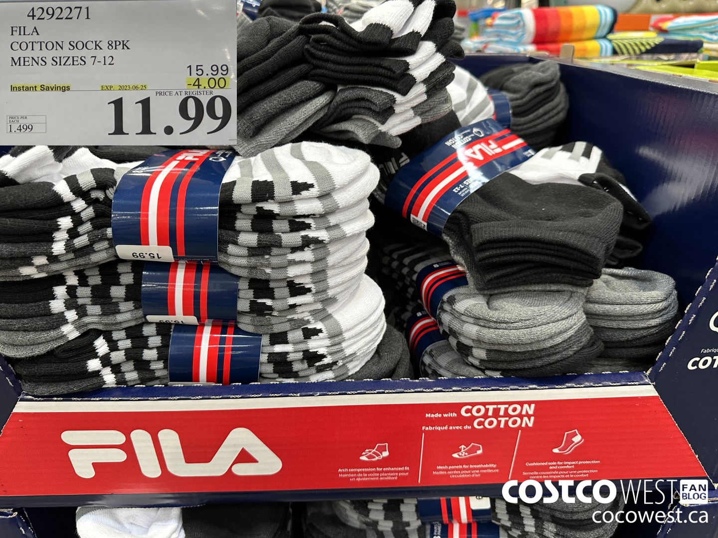 4292271 FILA COTTON SOCK 8PK MENS SIZES 7-12 ($4.00 INSTANT SAVINGS EXPIRES ON 2023-06-25) $11.99
