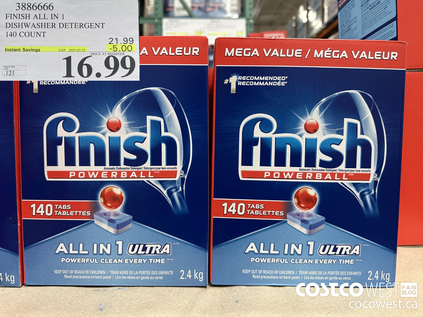 3886666 FINISH ALL IN 1 DISHWASHER DETERGENT 140 COUNT ($5.00 INSTANT SAVINGS EXPIRES ON 2023-07-23) $16.99