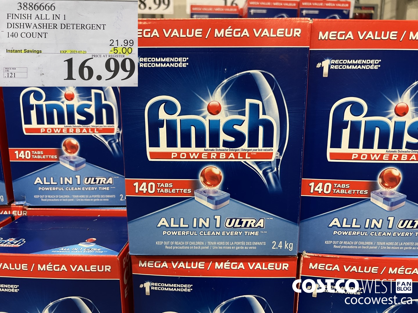 3886666 FINISH ALL IN 1 DISHWASHER DETERGENT 140 COUNT ($5.00 INSTANT SAVINGS EXPIRES ON 2023-07-23) $16.99