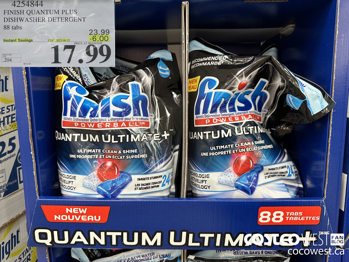 4254844 FINISH QUANTUM PLUS DISHWASHER DETERGENT 88 tabs ($6.00 INSTANT SAVINGS EXPIRES ON 2023-06-25) $17.99