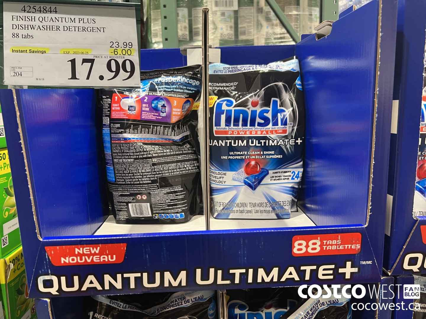 4254844 FINISH QUANTUM PLUS DISHWASHER DETERGENT 88 tabs ($6.00 INSTANT SAVINGS EXPIRES ON 2023-06-25) $17.99