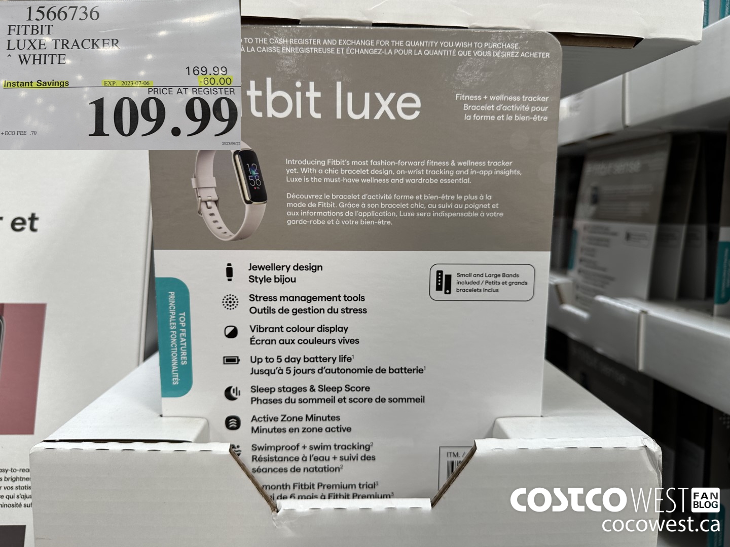 1566736 FITBIT LUXE TRACKER WHITE ($60.00 INSTANT SAVINGS EXPIRES ON 2023-07-06) $109.99