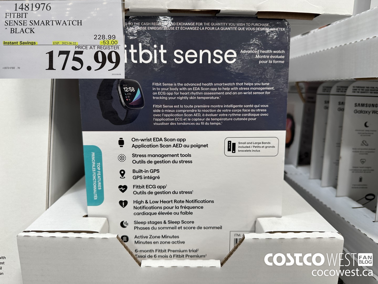 1481976 FITBIT SENSE SMART WATCH BLACK ($53.00 INSTANT SAVINGS EXPIRES ON 2023-06-22) $175.99