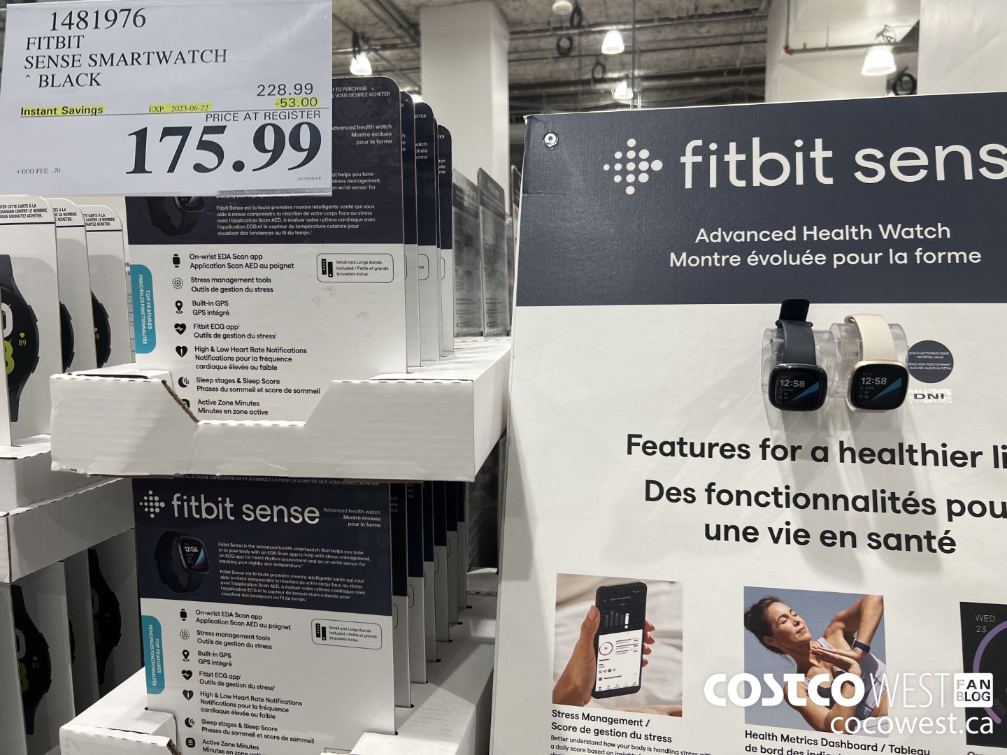 1481976 FITBIT SENSE SMART WATCH BLACK ($53.00 INSTANT SAVINGS EXPIRES ON 2023-06-22) $175.99