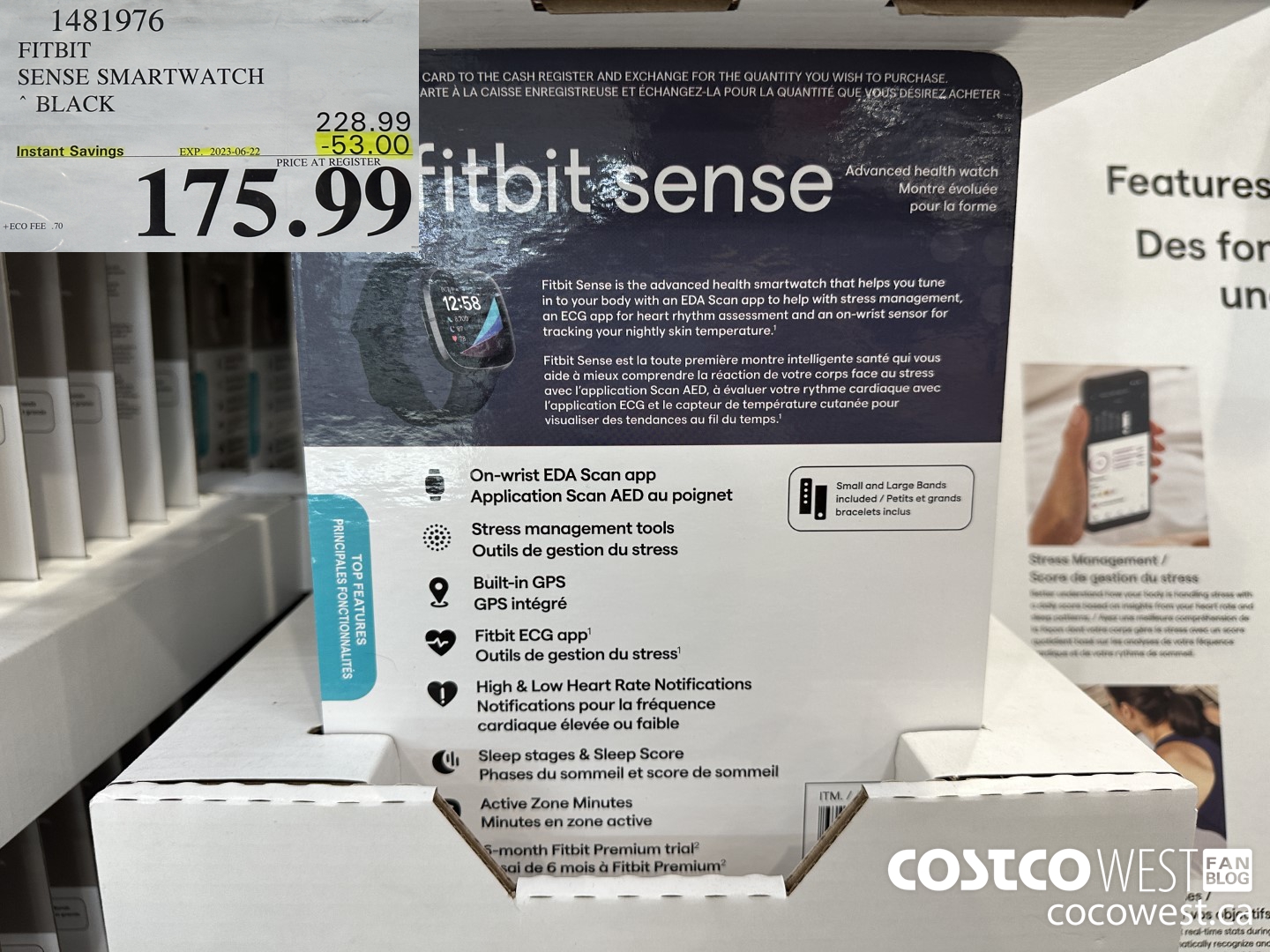 1481976 FITBIT SENSE SMART WATCH BLACK ($53.00 INSTANT SAVINGS EXPIRES ON 2023-06-22) $175.99