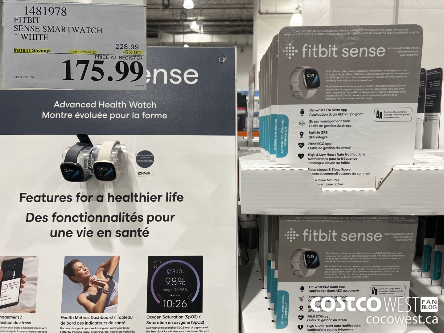 1481978 FITBIT SENSE SMART WATCH WHITE ($53.00 INSTANT SAVINGS EXPIRES ON 2023-06-22) $175.99