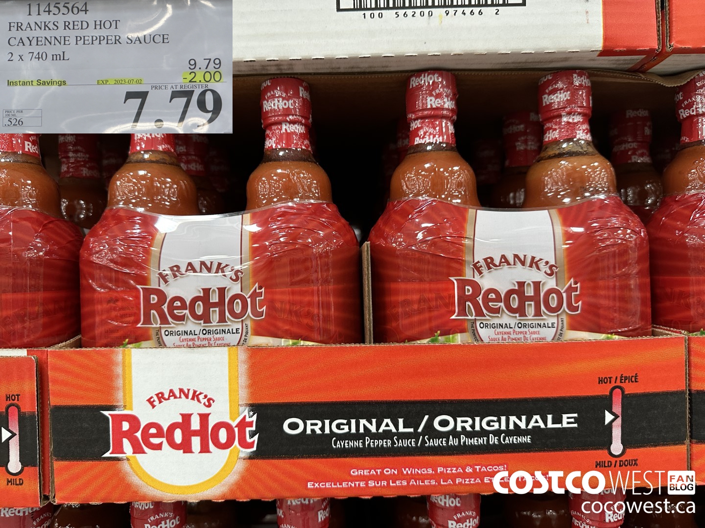 1145564 FRANKS RED HOT CAYENNE PEPPER SAUCE 2 x 740 mL ($2.00 INSTANT SAVINGS EXPIRES ON 2023-07-02) $7.79