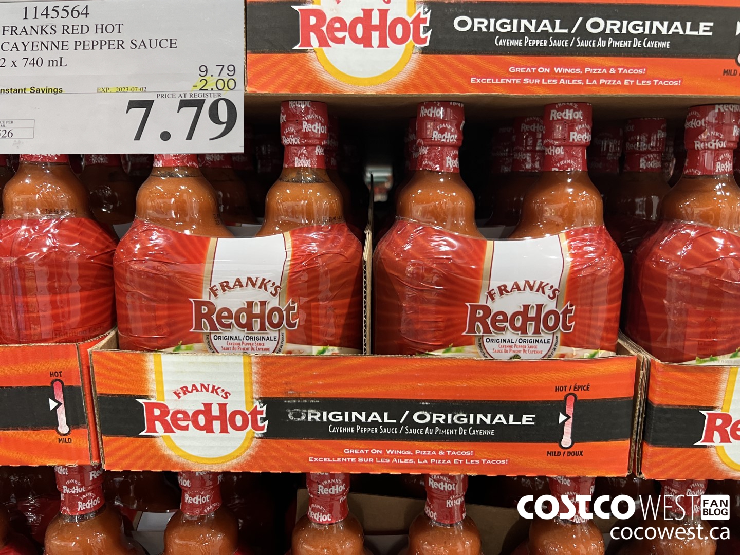 1145564 FRANKS RED HOT CAYENNE PEPPER SAUCE 2 x 740 mL ($2.00 INSTANT SAVINGS EXPIRES ON 2023-07-02) $7.79