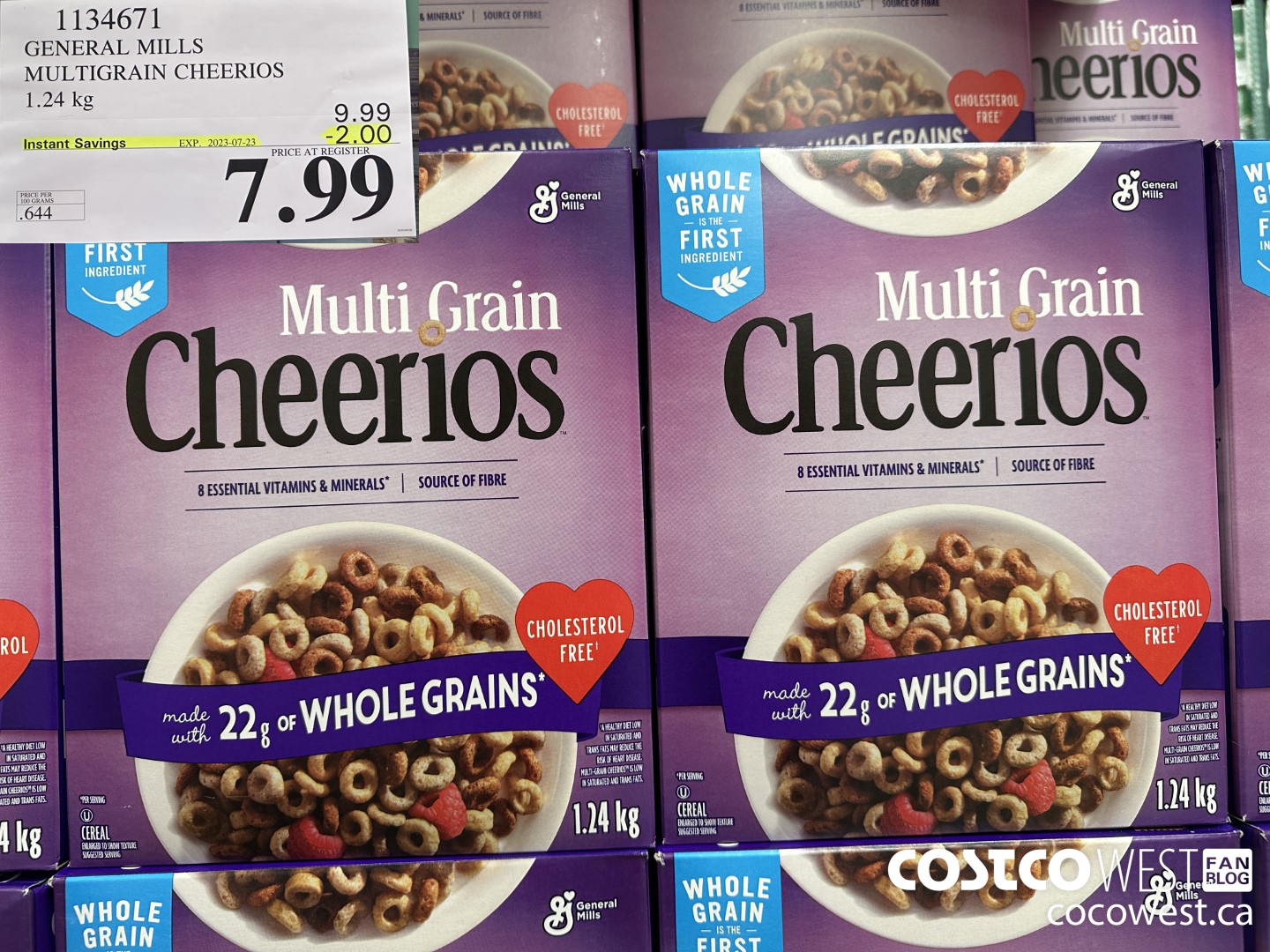 1134671 GENERAL MILLS MULTIGRAIN CHEERIOS 1.24 kg ($2.00 INSTANT SAVINGS EXPIRES ON 2023-07-23) $7.99