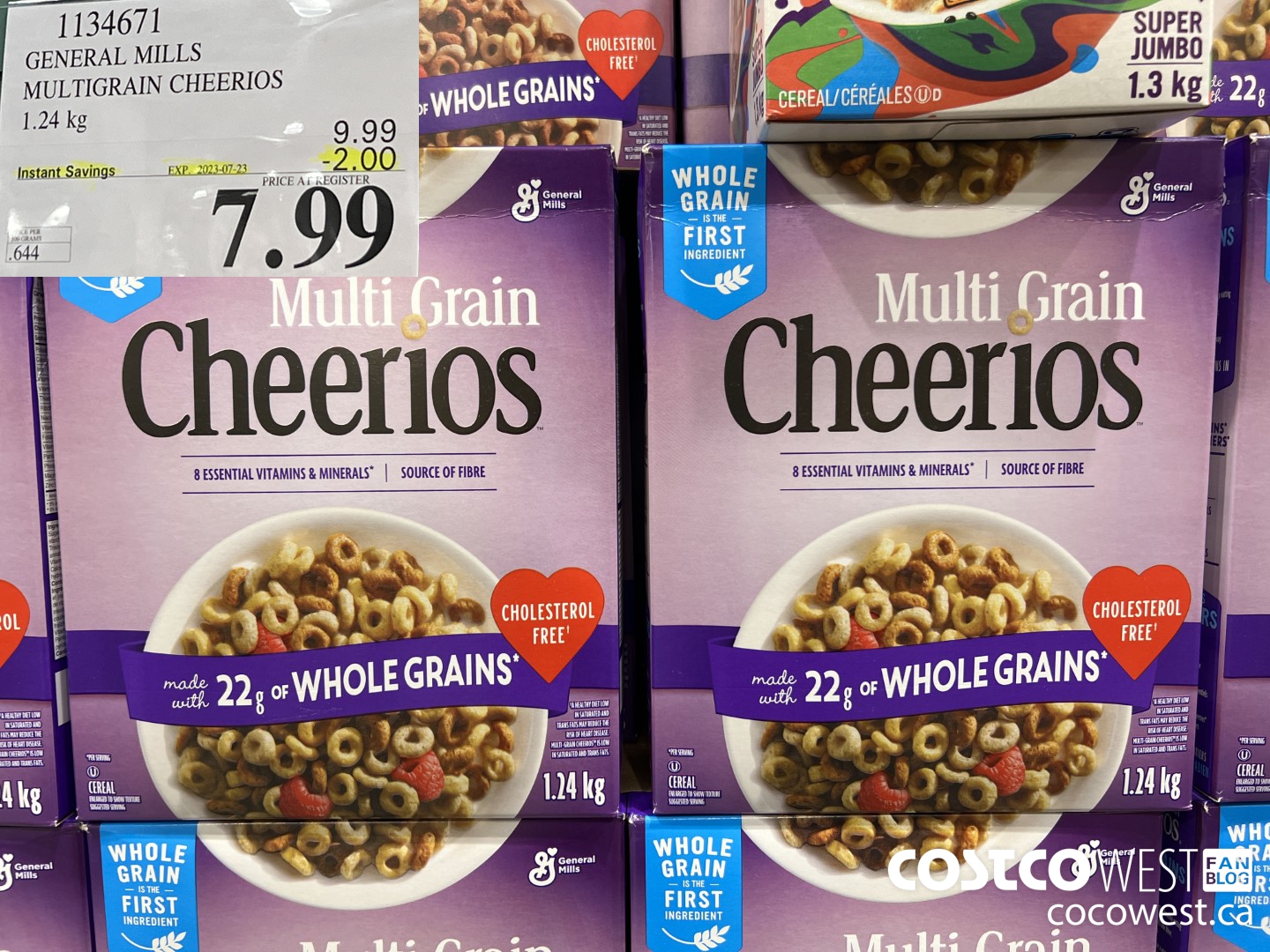 1134671 GENERAL MILLS MULTIGRAIN CHEERIOS 1.24 kg ($2.00 INSTANT SAVINGS EXPIRES ON 2023-07-23) $7.99